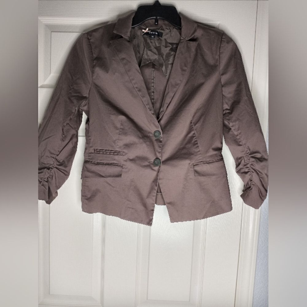 Comma 40 Gathered Long Sleeves by Cyf 2 Buttons Brown Women's Blazer
